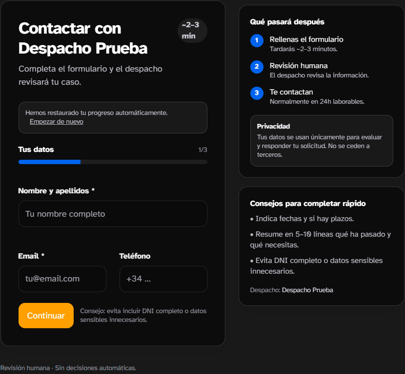 Entrada del despacho bajo dominio propio