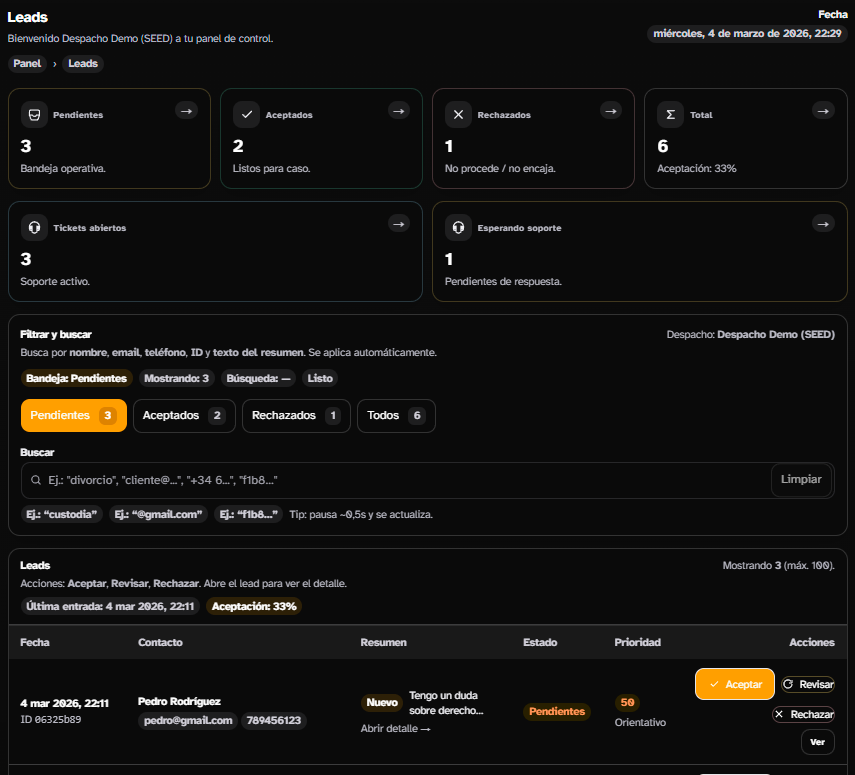 Bandeja de entrada del despacho